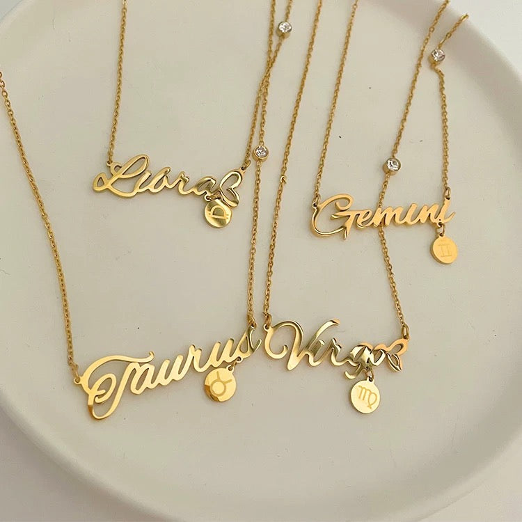 Cursive Zodiac Sign Necklace